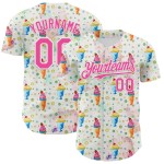IJs Wit Jersey Cream 3D Patroon Eten Honkbal Dessert Roze Foodie Authentiek Aangepast Ontwerp IJs Wit Jersey Cream 3D Patroon Eten Honkbal Dessert Roze Foodie Authentiek Aangepast Ontwerp