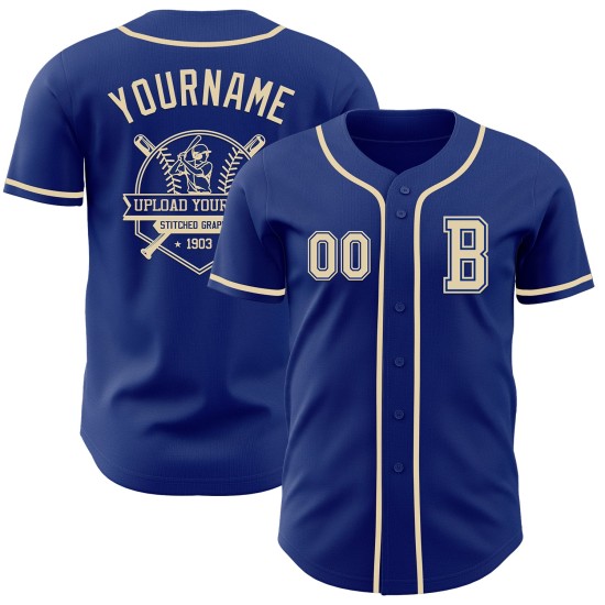 Baseball Royal Cream Custom Authentic Jersey Baseball Royal Cream Custom Authentic Jersey