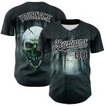 Jersey Zwarte Schedel 3D Authentieke Aangepaste Honkbal Spookachtig Wit Jersey Zwarte Schedel 3D Authentieke Aangepaste Honkbal Spookachtig Wit