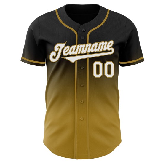 Honkbal Wit-Oud Jersey Goud Zwart Authentieke Aangepaste Mode Fade Honkbal Wit-Oud Jersey Goud Zwart Authentieke Aangepaste Mode Fade