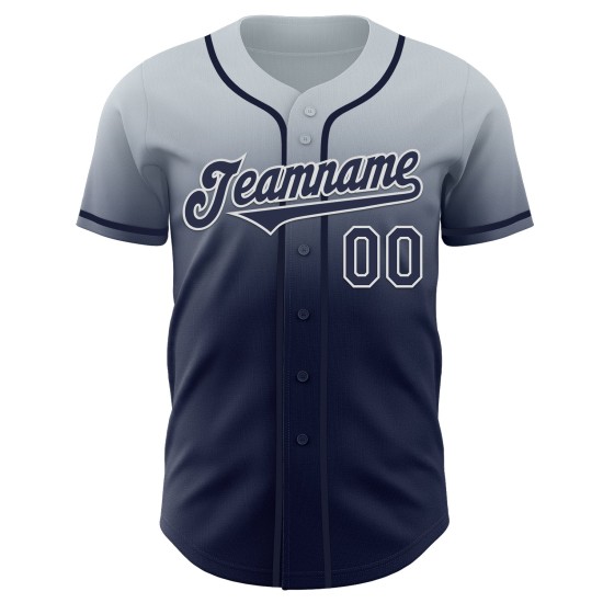 Zilveren Jersey Fashion Fade Custom Navy-Wit Authentieke Baseball Zilveren Jersey Fashion Fade Custom Navy-Wit Authentieke Baseball