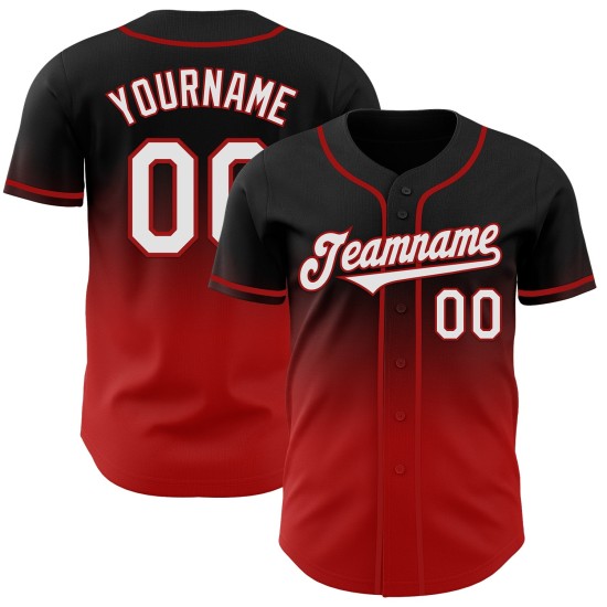 Jersey Zwart Wit-Rood Authentieke Fade Fashion Custom Baseball Jersey Zwart Wit-Rood Authentieke Fade Fashion Custom Baseball