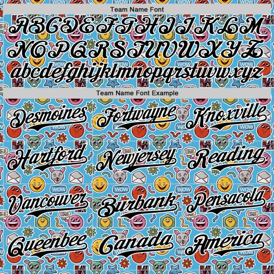 Cartoonpatroon Authentiek Aangepast Sky Baseball Ontwerp 3D Zwart-Wit Grappig Emoji Jersey Blauw Cartoonpatroon Authentiek Aangepast Sky Baseball Ontwerp 3D Zwart-Wit Grappig Emoji Jersey Blauw