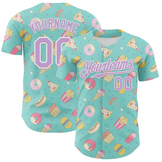 Eten Honkbal Paars-Wit Licht Jersey Friet Ontwerp Foodie Burger Blauw Aangepast Pizzapatroon 3D IJs Authentiek Snel Eten Honkbal Paars-Wit Licht Jersey Friet Ontwerp Foodie Burger Blauw Aangepast Pizzapatroon 3D IJs Authentiek Snel