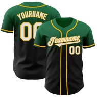 Fashion Kelly Authentic Baseball Jersey Zwart-Goud Custom Green Fade Fashion Kelly Authentic Baseball Jersey Zwart-Goud Custom Green Fade