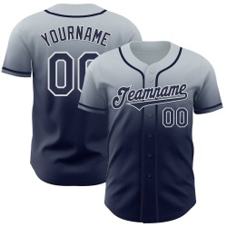 Zilveren Jersey Fashion Fade Custom Navy-Wit Authentieke Baseball