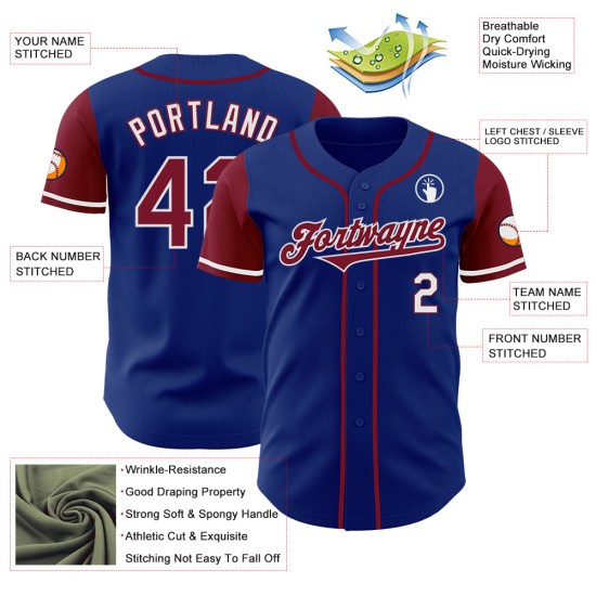 Baseball Royal Crimson-White Jersey Two Tone Authentieke Custom Baseball Royal Crimson-White Jersey Two Tone Authentieke Custom