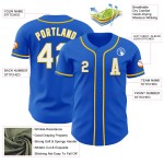 Thunder Blue Authentic Jersey Baseball Wit-Geel Aangepast Thunder Blue Authentic Jersey Baseball Wit-Geel Aangepast