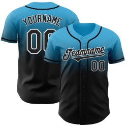 Baseball Fade Authentiek Blauw Custom Fashion Sky Zwart-Wit Jersey