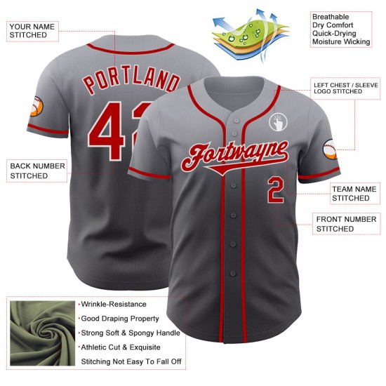 Fade Steel Jersey Authentieke Mode Rood Grijs Aangepast Grijs-Wit Honkbal Fade Steel Jersey Authentieke Mode Rood Grijs Aangepast Grijs-Wit Honkbal