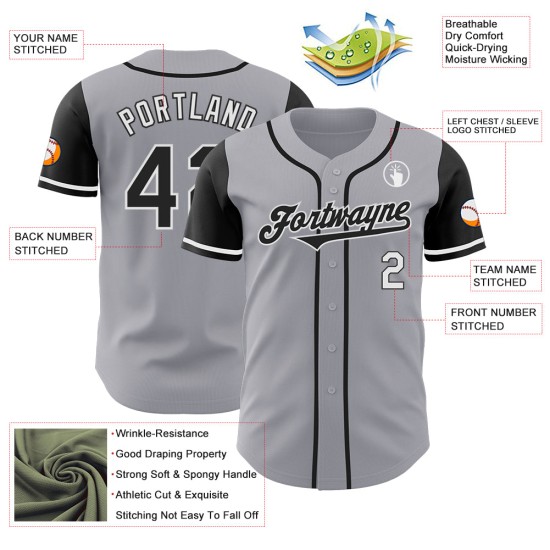 Tone Jersey Zwart-Wit Authentieke Twee Grijze Baseball Custom Tone Jersey Zwart-Wit Authentieke Twee Grijze Baseball Custom