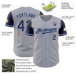 Authentieke Baseball Navy-Light Tone Custom Two Gray Jersey Blue Authentieke Baseball Navy-Light Tone Custom Two Gray Jersey Blue