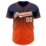 Fade Authentieke Marineblauwe Baseball Jersey Custom Fashion Wit-Oranje Fade Authentieke Marineblauwe Baseball Jersey Custom Fashion Wit-Oranje