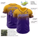 Mode Honkbal Authentieke Jersey Aangepast Goud Paars-Wit Vervaagd Mode Honkbal Authentieke Jersey Aangepast Goud Paars-Wit Vervaagd
