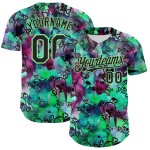 Jersey Pea Authentieke Schedel Groen 3D Aangepaste Zwarte Graffiti Honkbal Jersey Pea Authentieke Schedel Groen 3D Aangepaste Zwarte Graffiti Honkbal