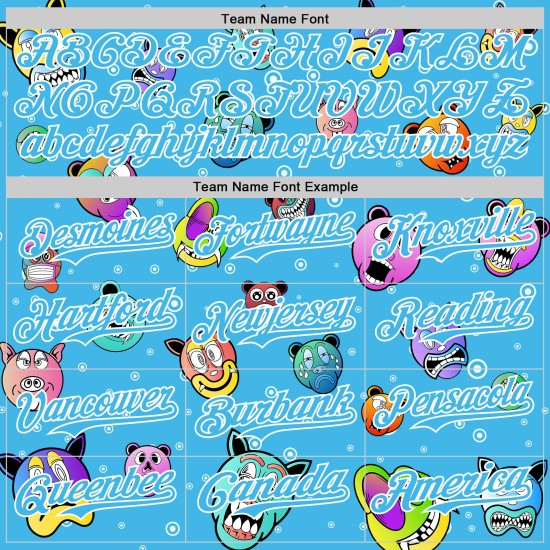 Sky Cartoon Grappig Honkbal Wit Blauw Patroon Ontwerp Jersey Authentieke Aangepaste 3D Dier Sky Cartoon Grappig Honkbal Wit Blauw Patroon Ontwerp Jersey Authentieke Aangepaste 3D Dier