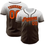 Mode oranje-bruin fade honkbalshirt authentiek wit op maat Mode oranje-bruin fade honkbalshirt authentiek wit op maat