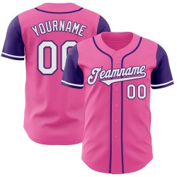 Twee Jersey Tone Roze Baseball Authentieke Wit-Paarse Custom