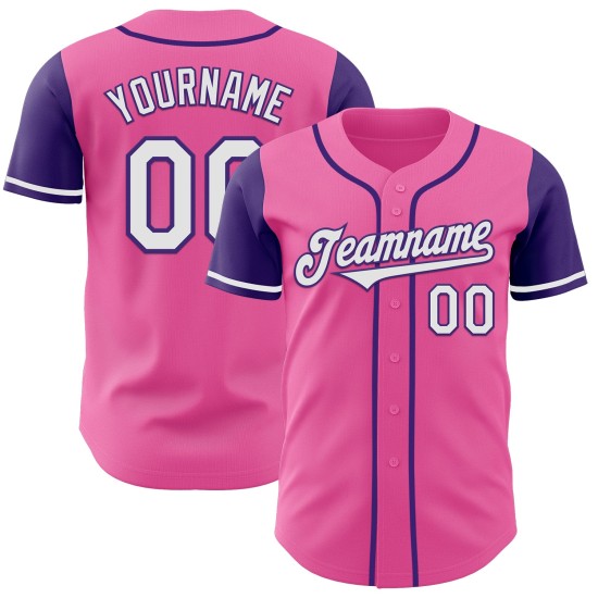 Twee Jersey Tone Roze Baseball Authentieke Wit-Paarse Custom Twee Jersey Tone Roze Baseball Authentieke Wit-Paarse Custom