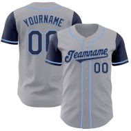 Authentieke Baseball Navy-Light Tone Custom Two Gray Jersey Blue Authentieke Baseball Navy-Light Tone Custom Two Gray Jersey Blue