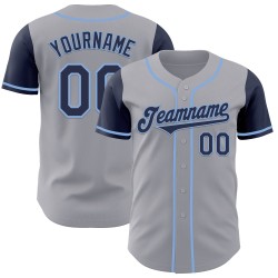 Authentieke Baseball Navy-Light Tone Custom Two Gray Jersey Blue
