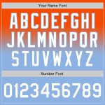 Authentiek op maat gemaakt honkbalblauw, wit en licht vervagend, modieus oranje shirt